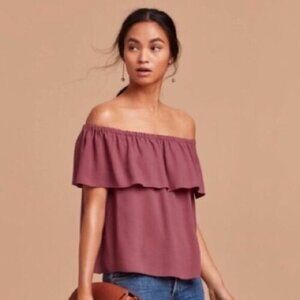 Wilfred Sartre Crepe Ruffle Off The Shoulder Top